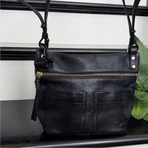 Radley London pebbled leather crossbody shoulder bag, versatile purse with charm